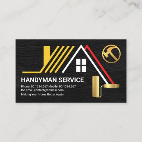 Creative Rooftop On Black Wood Handyman Builder Business Card