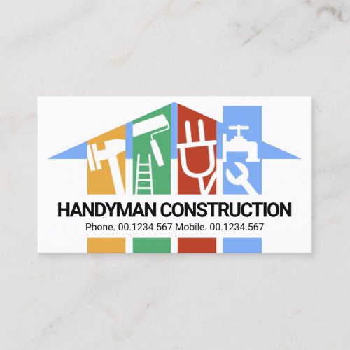 Creative Rooftop Vertical Handyman Tool Stripes Business Card