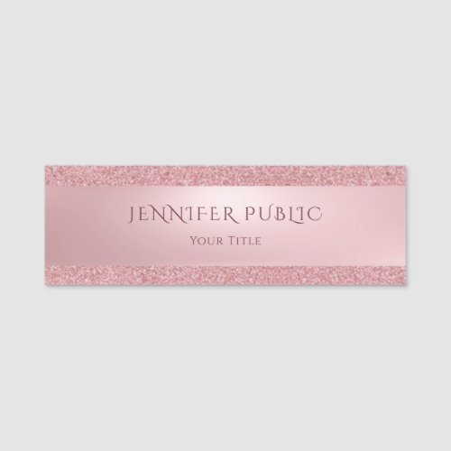 Creative Rose Gold Glitter Modern Professional Name Tag