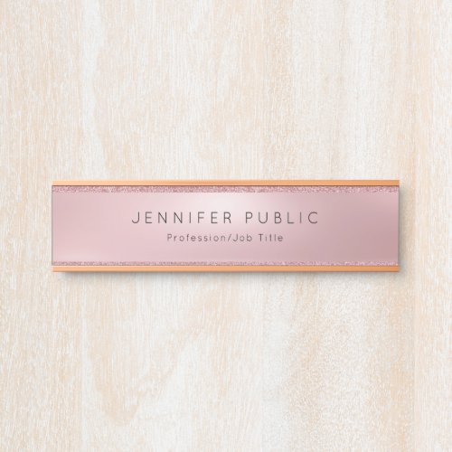 Creative Rose Gold Glitter Modern Template Classy Door Sign
