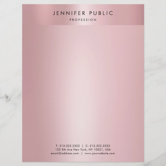 Creative Rose Gold Modern Minimalist Template Letterhead (Front)