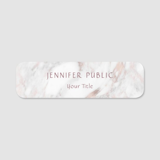 Creative Rose Marble Elegant Template Professional Name Tag (Front)