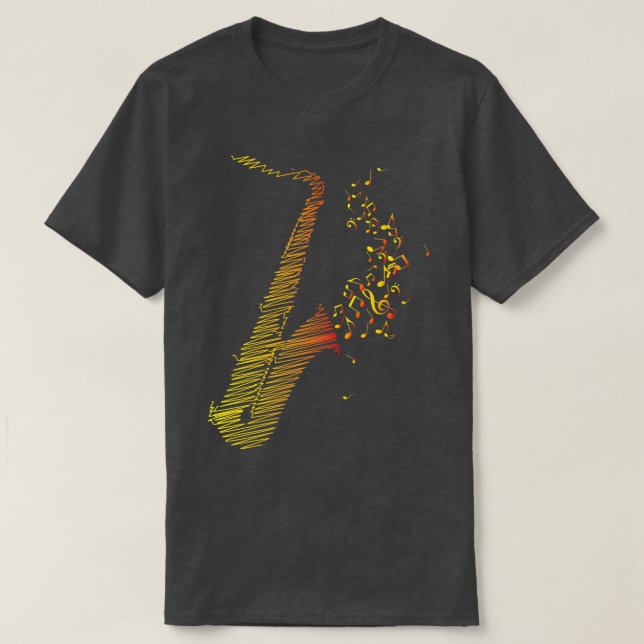 Creative Saxophone Art Orange Mix T-Shirt (Design Front)