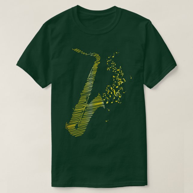 Creative Saxophone Art Yellow Mix T-Shirt (Design Front)