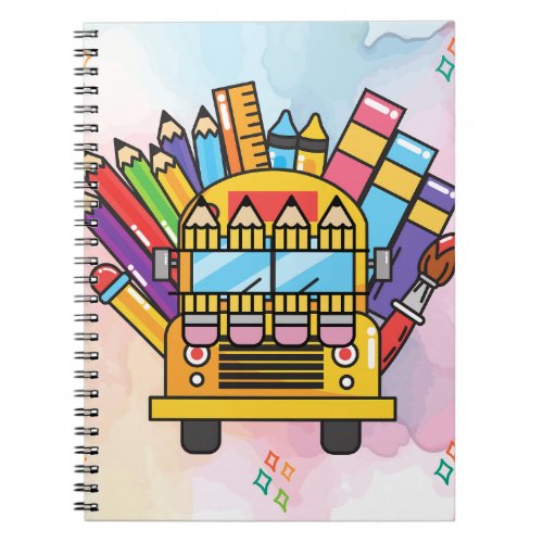 Creative School Bus Made of School Supplies  Notebook