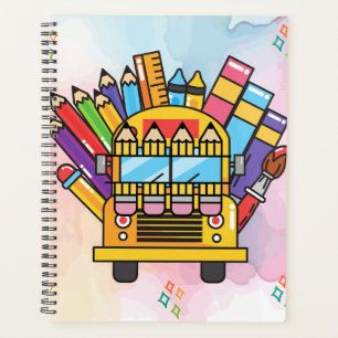 Creative School Bus Made of School Supplies Planner