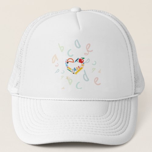 Creative School Bus Made of School Supplies Trucker Hat