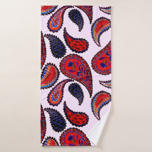 Creative seamless pattern with hand drawn paisley  bath towel
