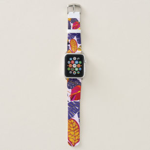 Creative seamless pattern with tropical leaves and apple watch band