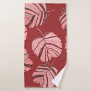Creative seamless pattern with tropical leaves and bath towel