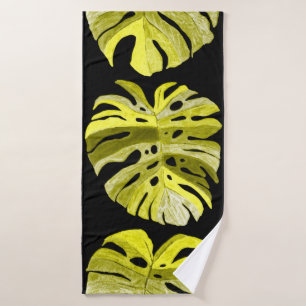 Creative seamless pattern with tropical leaves and bath towel