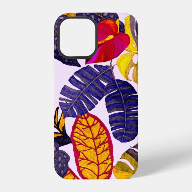 Creative seamless pattern with tropical leaves and iphone case (Back)