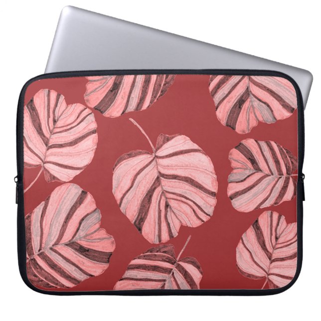 Creative seamless pattern with tropical leaves and laptop sleeve (Front)