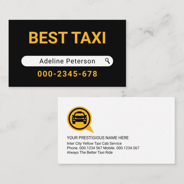 Creative Search Your Name Taxi Business Card (Front/Back)
