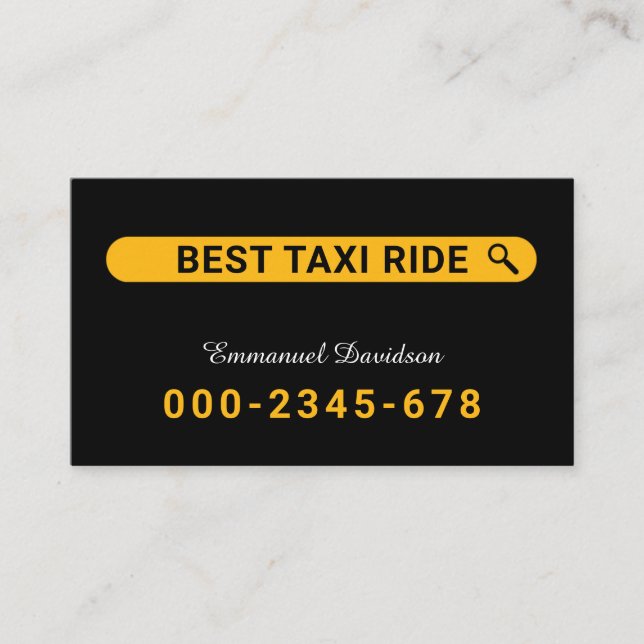 Creative Search Your Taxi Service Business Card (Front)