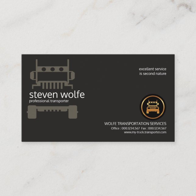 Creative Semi Truck Clean Professional Transport Business Card (Front)