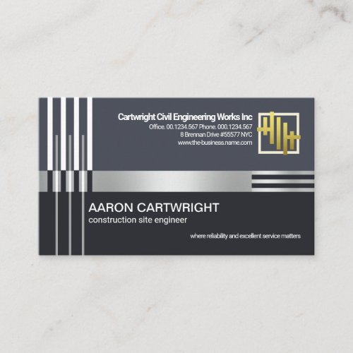 Creative Silver Construction Re_Bar Lines Engineer Business Card