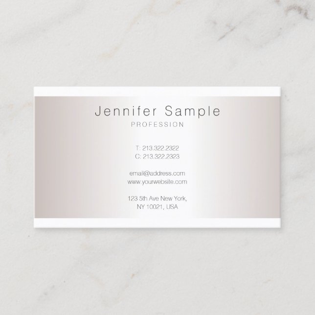 Creative Silver Look Minimalist Plain Trendy Salon Business Card (Front)