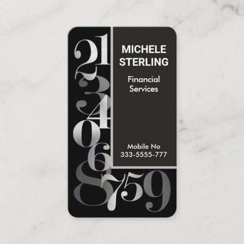 Creative Silver Numbers Bookkeeping Business Card