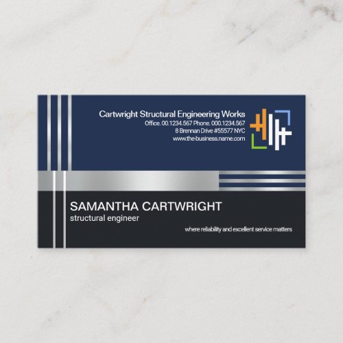 Creative Silver Re_bar Columns Civil Engineering Business Card