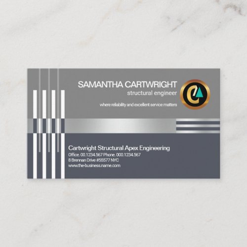 Creative Silver Re_bar Lines Column Engineering Business Card