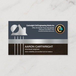 Creative Silver Re-Bar Lines Construction Engineer Business Card