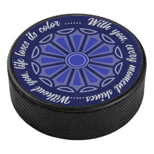 Creative simple colour flower gift mom dad sister  hockey puck