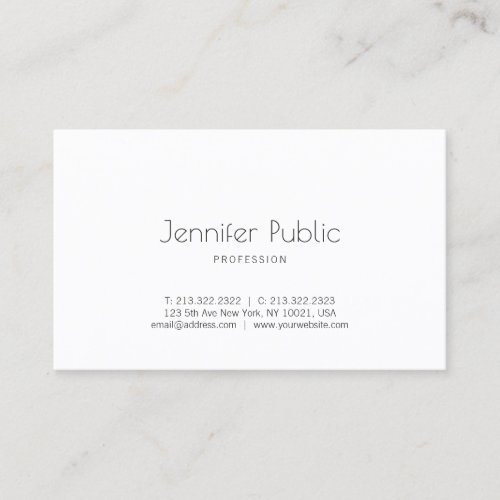 Creative Simple Design Modern Trendy White Plain Business Card
