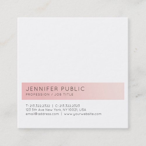 Creative Simple Design Trendy Pink White Luxury Square Business Card