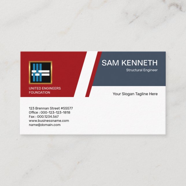 Creative Simple Innovative Structural Engineer Business Card (Front)