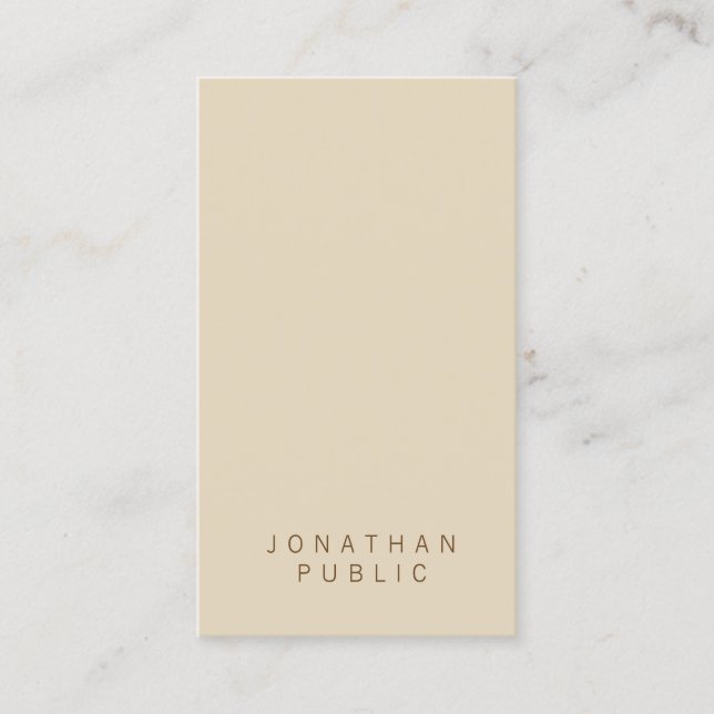 Creative Simple Modern Elegant Beige Cool Template Business Card (Front)