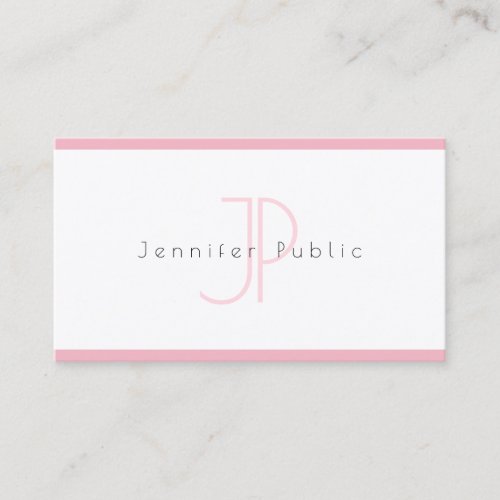 Creative Simple Modern Minimalist Pink White Plain Business Card