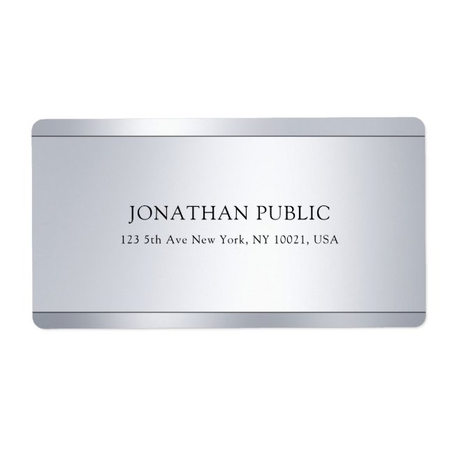 Creative Simple Modern Silver Shipping Address Label (Front)