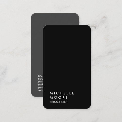 Creative Simple Plain Black Gray Trendy Consultant Business Card