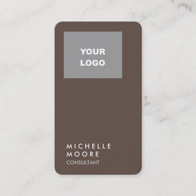 Creative Simple Plain Brown Gray Add Your Logo Business Card (Front)