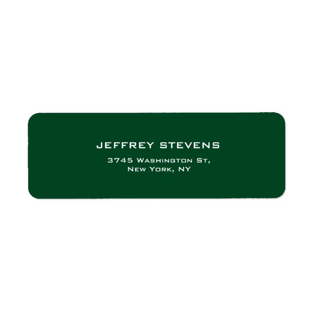 Creative Simple Plain Forest Green Elegant Modern Label (Front)
