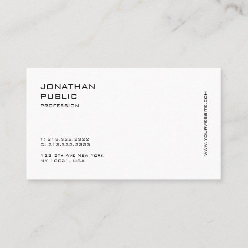 Creative Simple Plain Modern Minimalistic Elegant Business Card