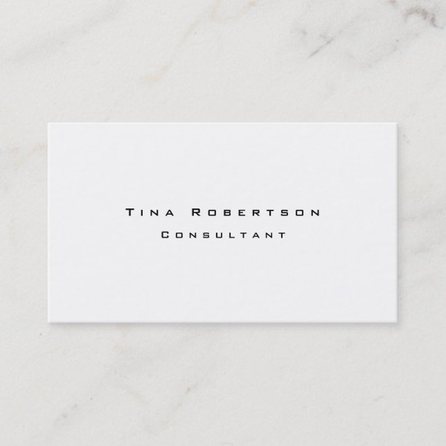 Creative Simple Plain White Minimalist Modern Business Card (Front)