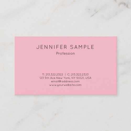 Creative Simple Professional Modern Elegant Pink Business Card