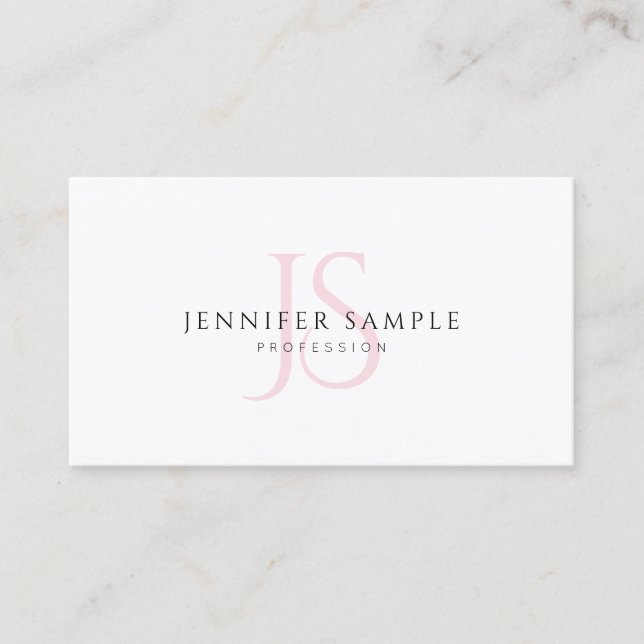 Creative Simple Template Pink Monogram Modern Chic Business Card (Front)