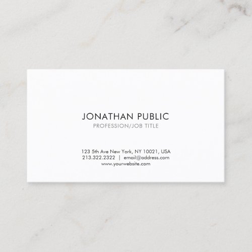 Creative Simple White Plain Modern Elegant Trendy Business Card