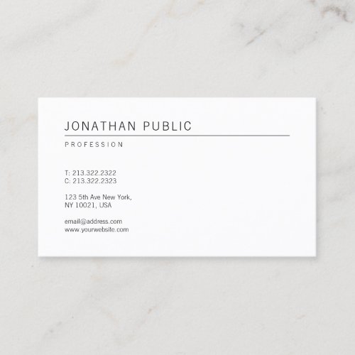 Creative Simple White Plain Modern Sophisticated Business Card