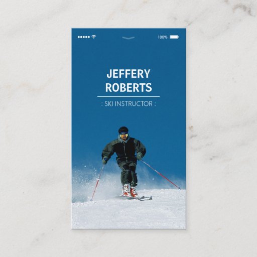 Customizable Creative Skiing Ski Coach Instructor Business Cards