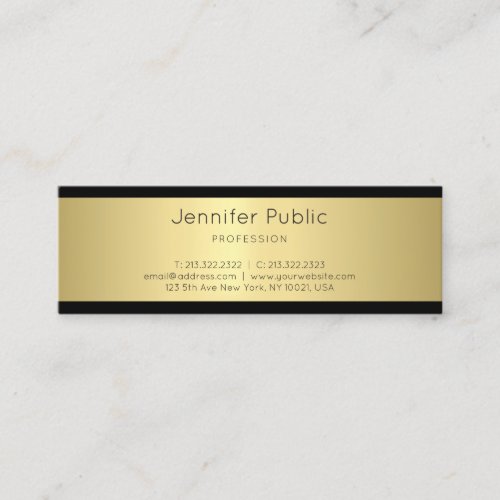 Creative Sleek Design Gold Trendy Plain Glamour Mini Business Card