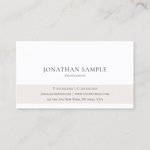 Creative Sleek Design White Plain Professional Business Card