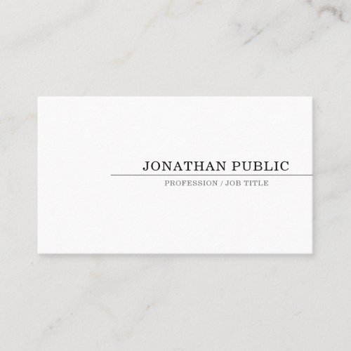 Creative Sleek Modern Design Elegant White Plain Business Card
