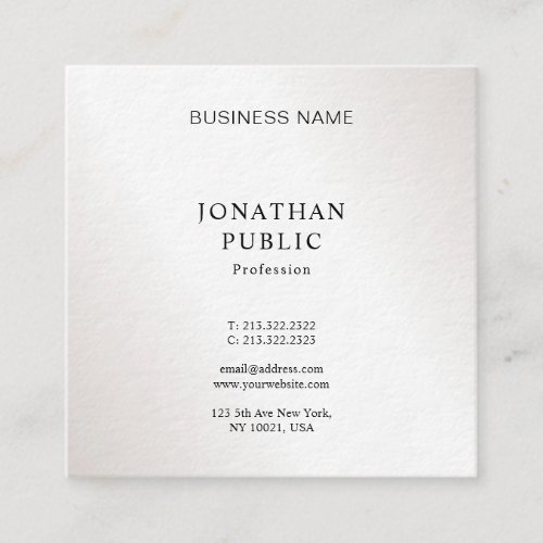 Creative Sleek Modern Design Silver Look Luxury Square Business Card