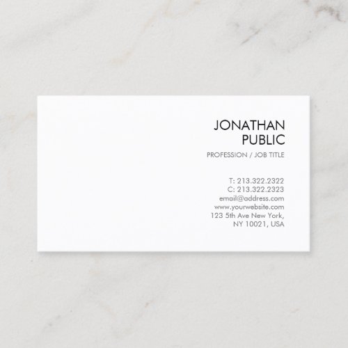 Creative Smart Design Modern Chic White Plain Business Card