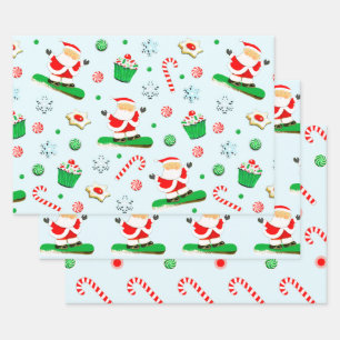 Creative Snowboarding Christmas Holiday Gift Wrapping Paper Sheets
