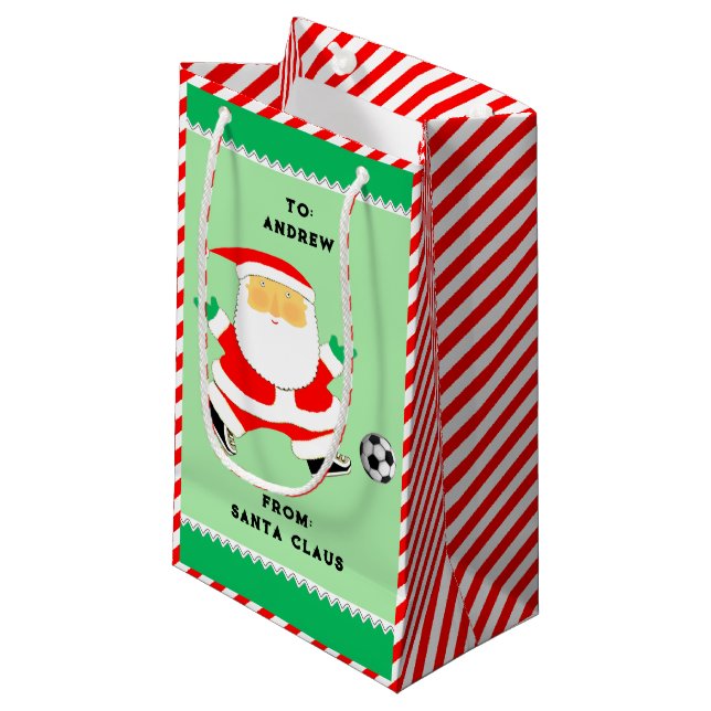 Creative Soccer Christmas Small Gift Bag (Front Angled)